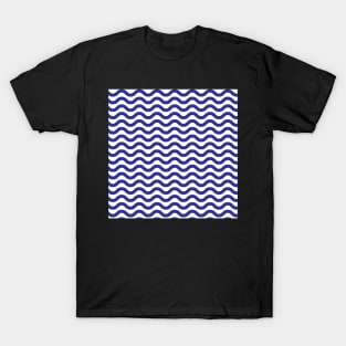 Dark Blue Wavy Lines Pattern T-Shirt